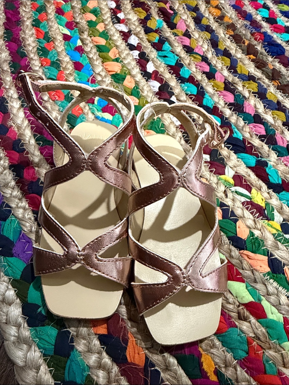Janie and Jack Metallic Rose Gold Strappy Sandals Size-7
